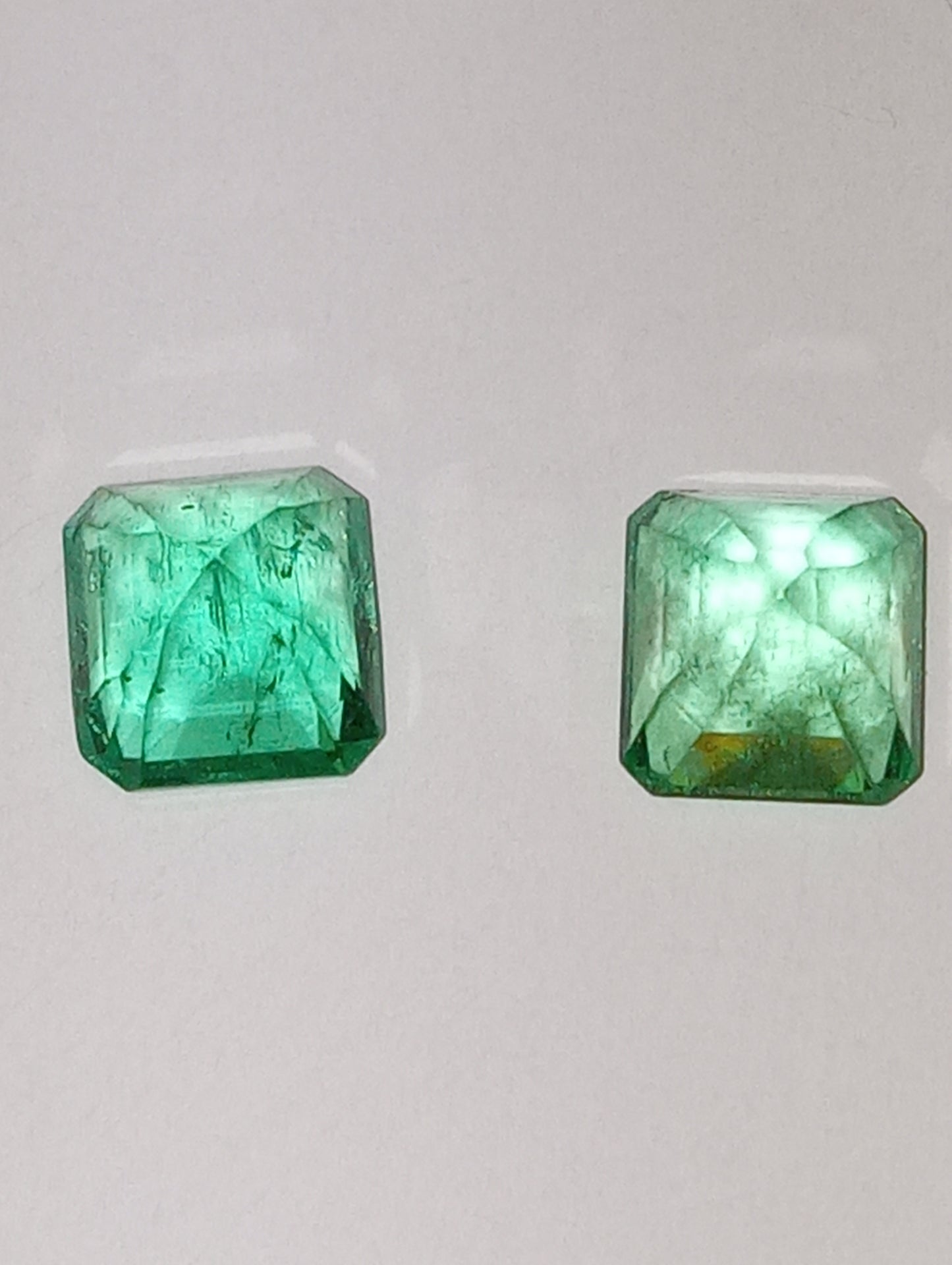 emerald gemstones Colombian, 7mmx6mm emerald cuts, 2.25ctw  pair