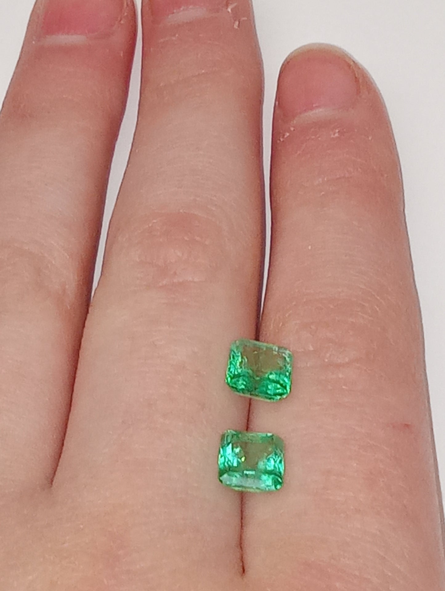 emerald gemstones Colombian, 7mmx6mm emerald cuts, 2.25ctw  pair