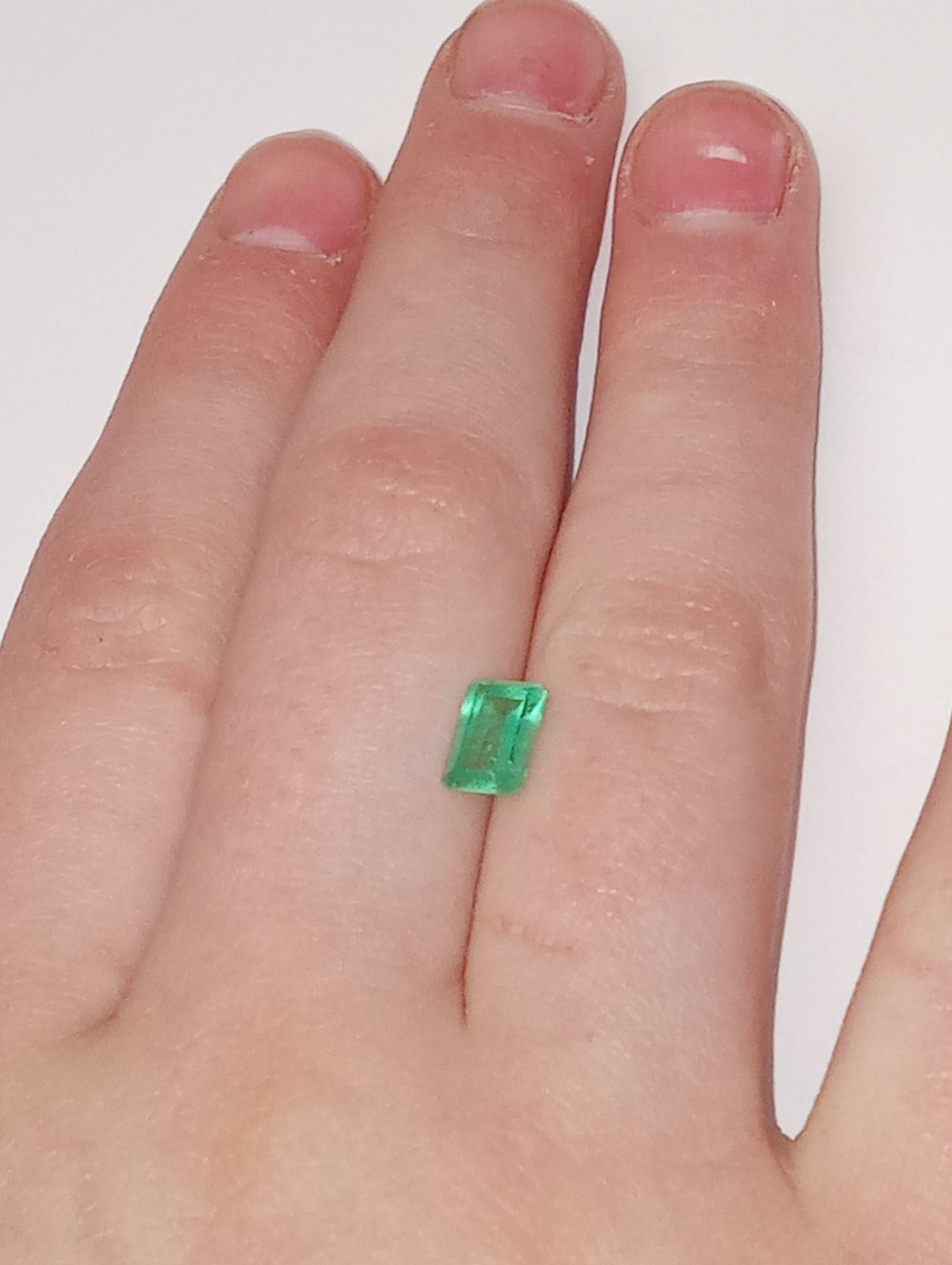 emerald gemstone Colombian, 7mmx4.5mm emerald cut, .74ct