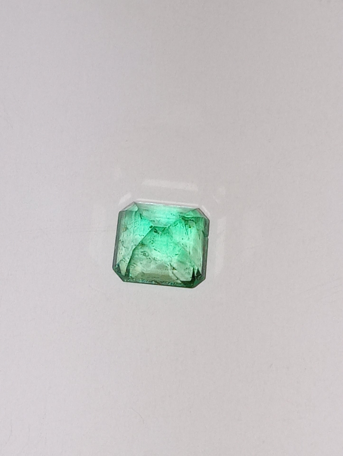 emerald gemstone Colombian, 7.5mmx6.5mm emerald cut, 1.55ct