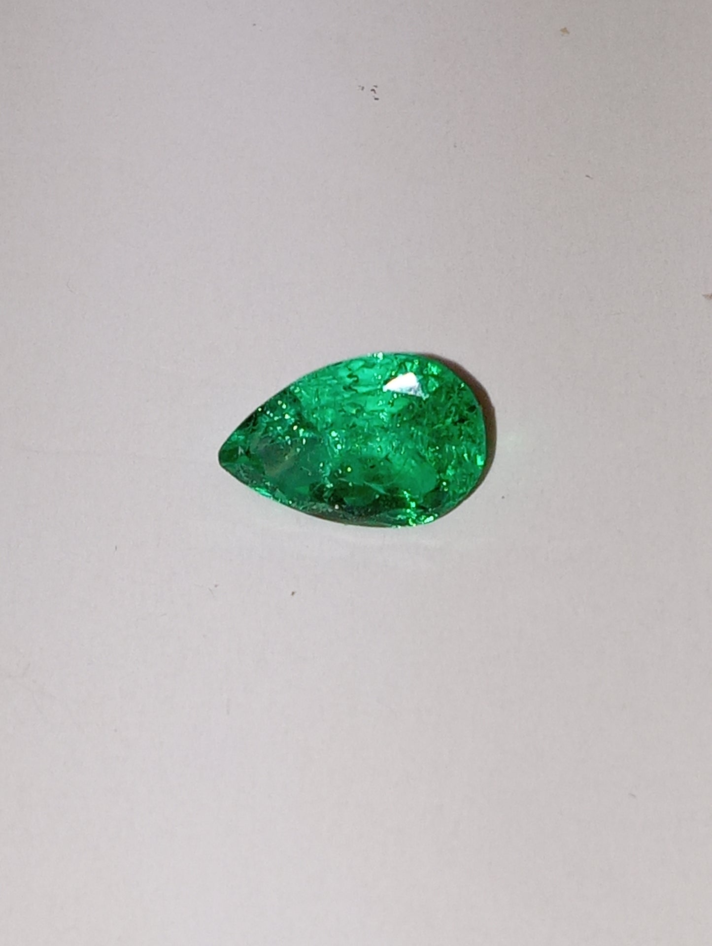 emerald gemstone, 8mmx5.25mm pear cut, .84ct