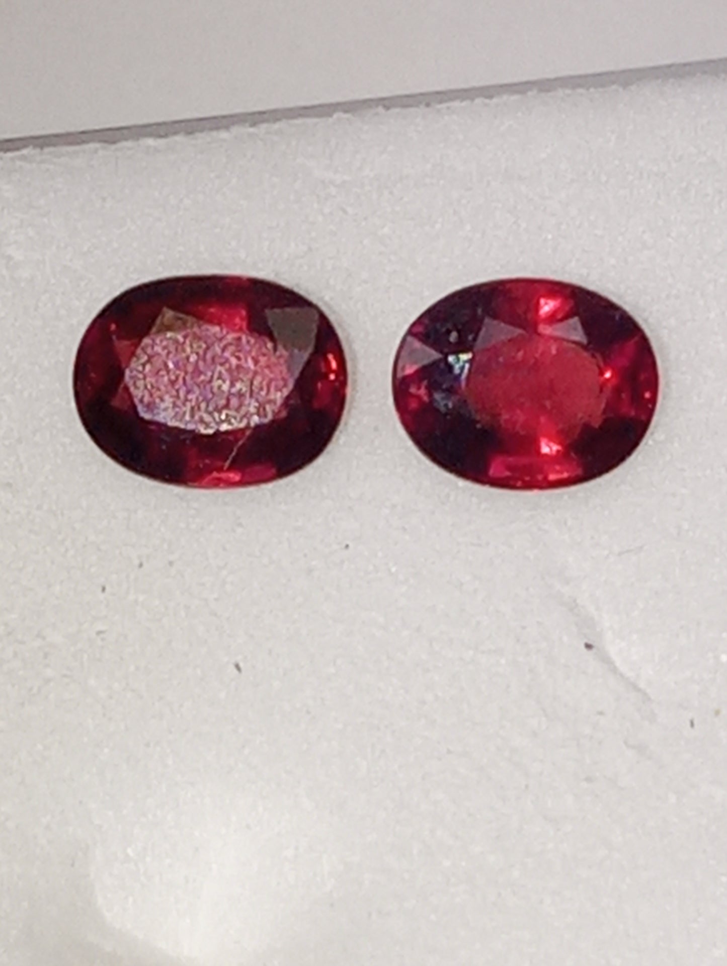 ruby gemstone African, 5mmx4mm oval cuts, .87ctw, 2 stones