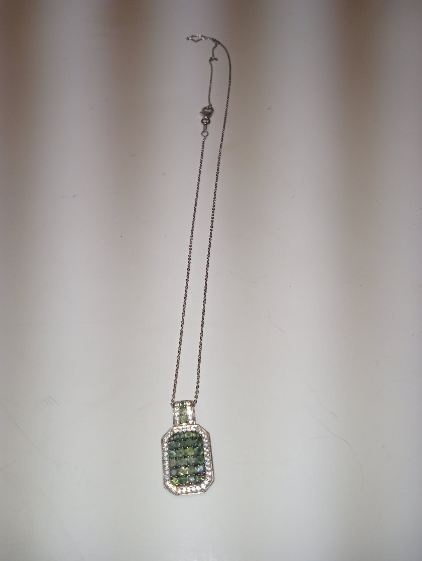 pendant necklace, alexandrite, white zircon, platinum over sterling silver, 20 inch