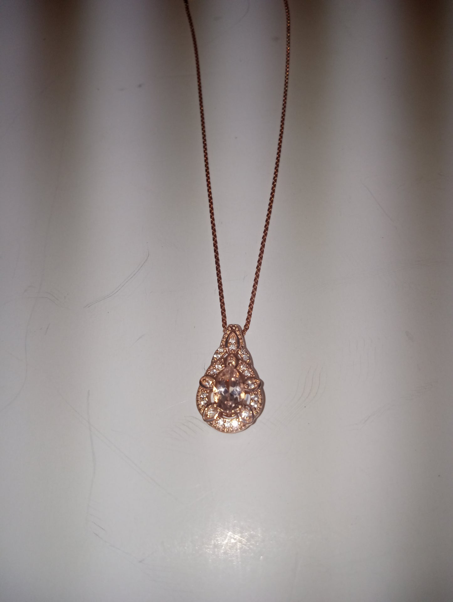 necklace pendant morganite 20 inches, in vermeil rose gold over sterling silver