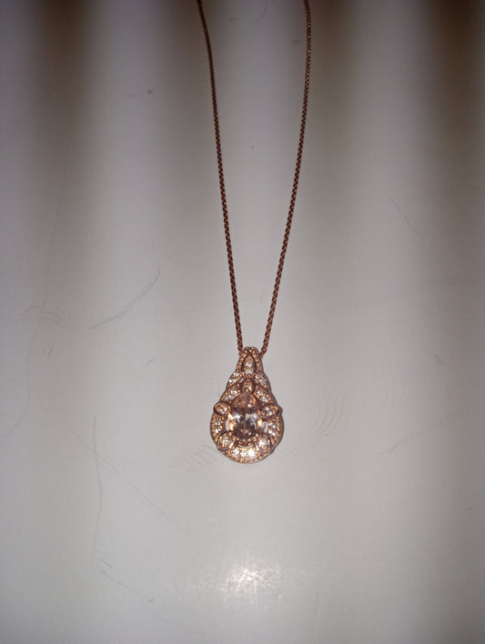 necklace pendant morganite 20 inches, in vermeil rose gold over sterling silver