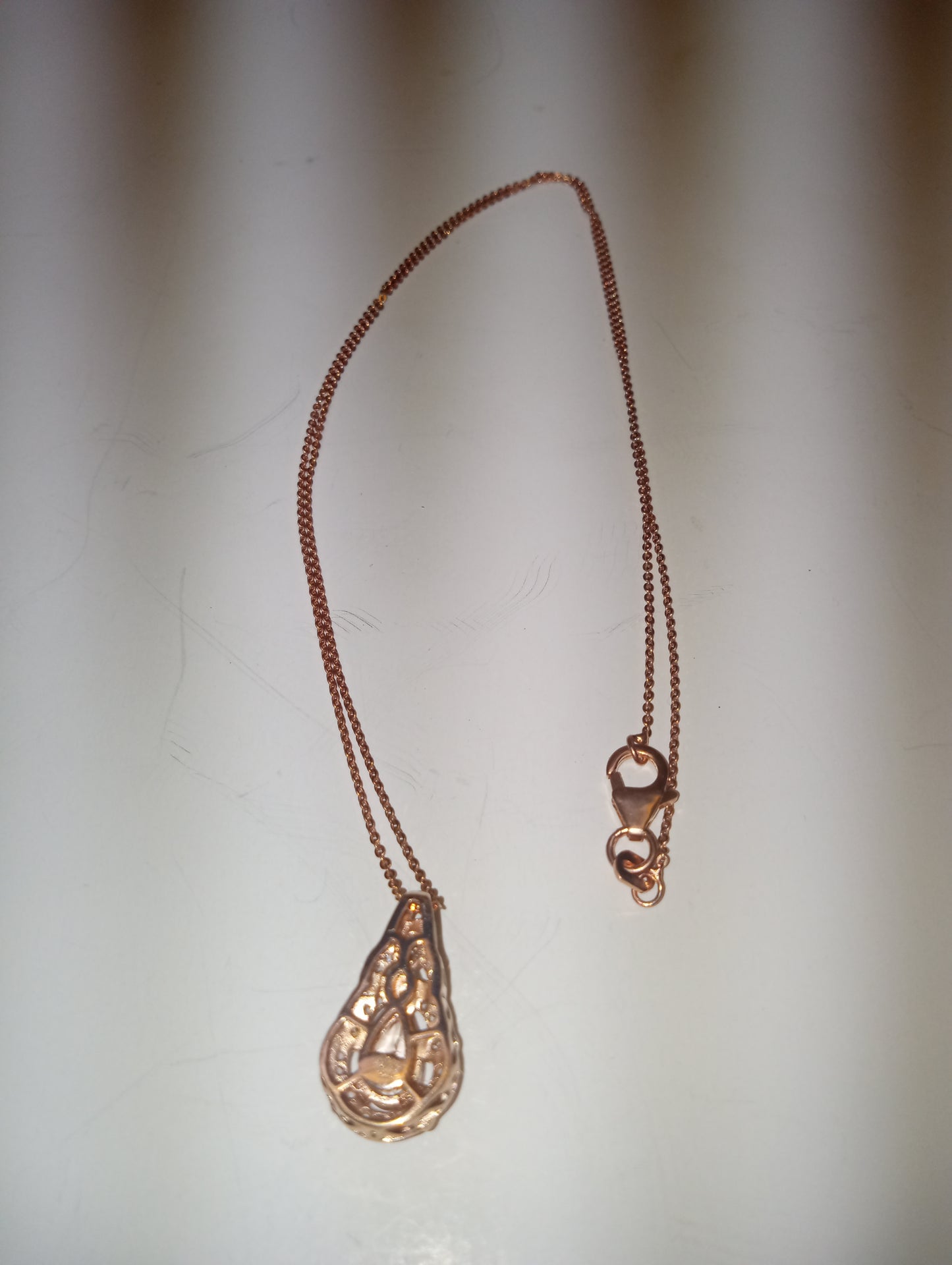 necklace pendant morganite 20 inches, in vermeil rose gold over sterling silver