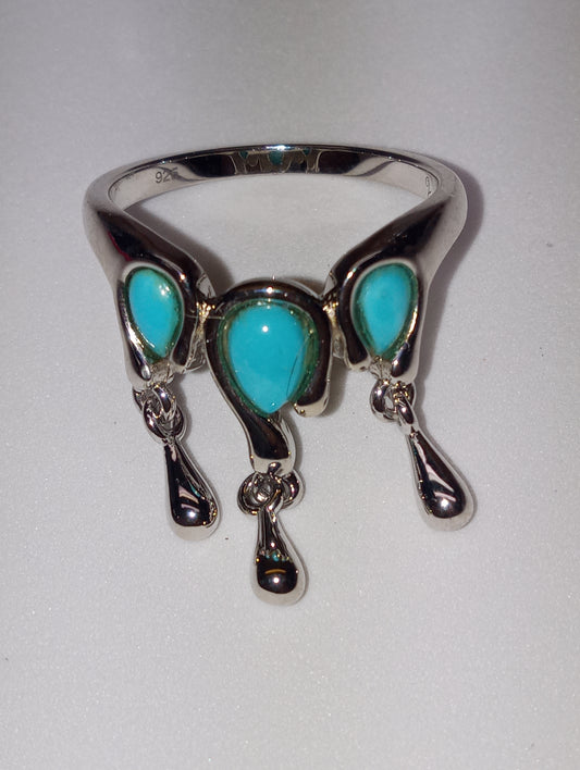 ring LucyQ drop collection sleeping beauty ,sterling silver, size 8