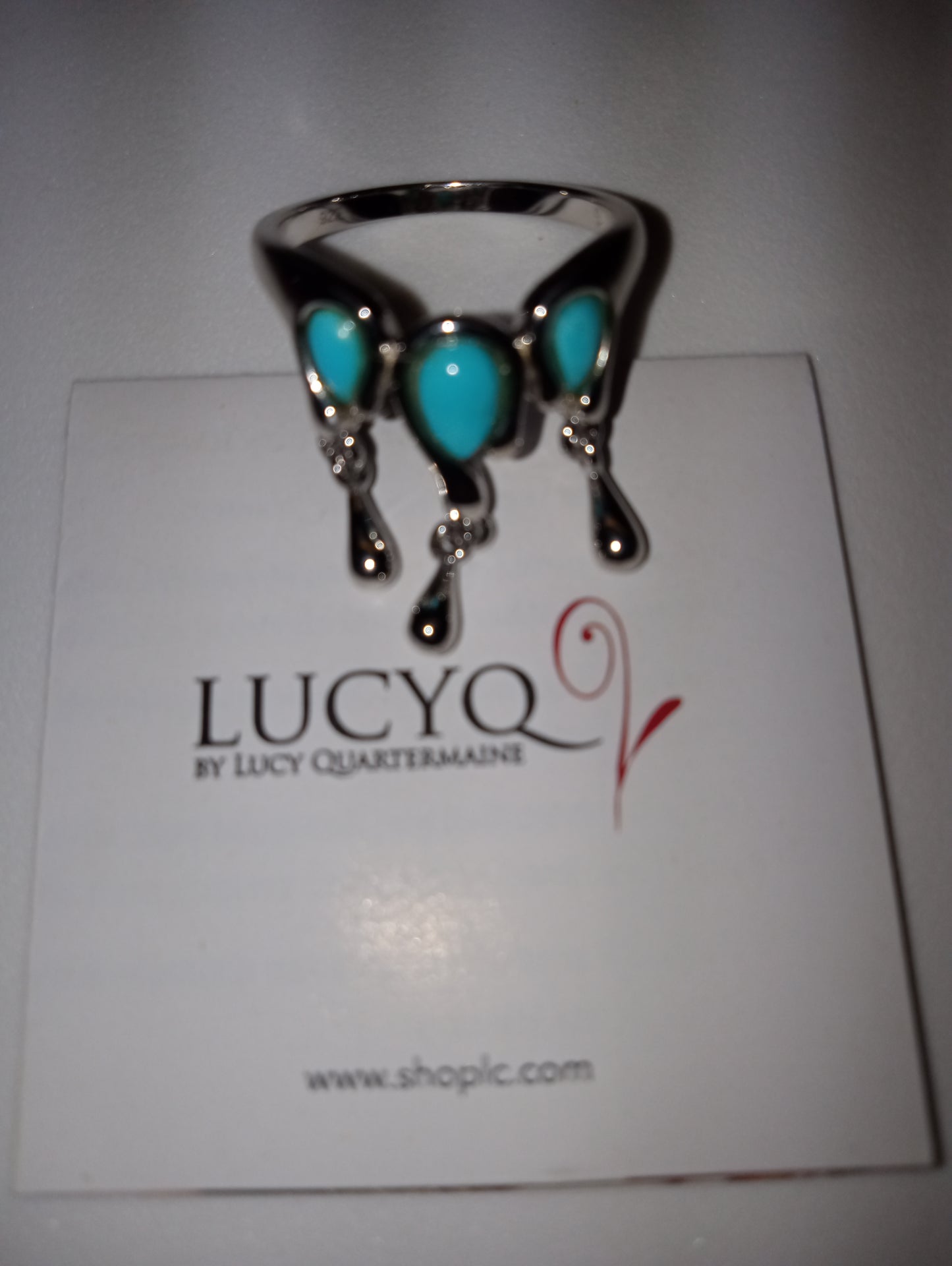 ring LucyQ drop collection sleeping beauty ,sterling silver, size 8