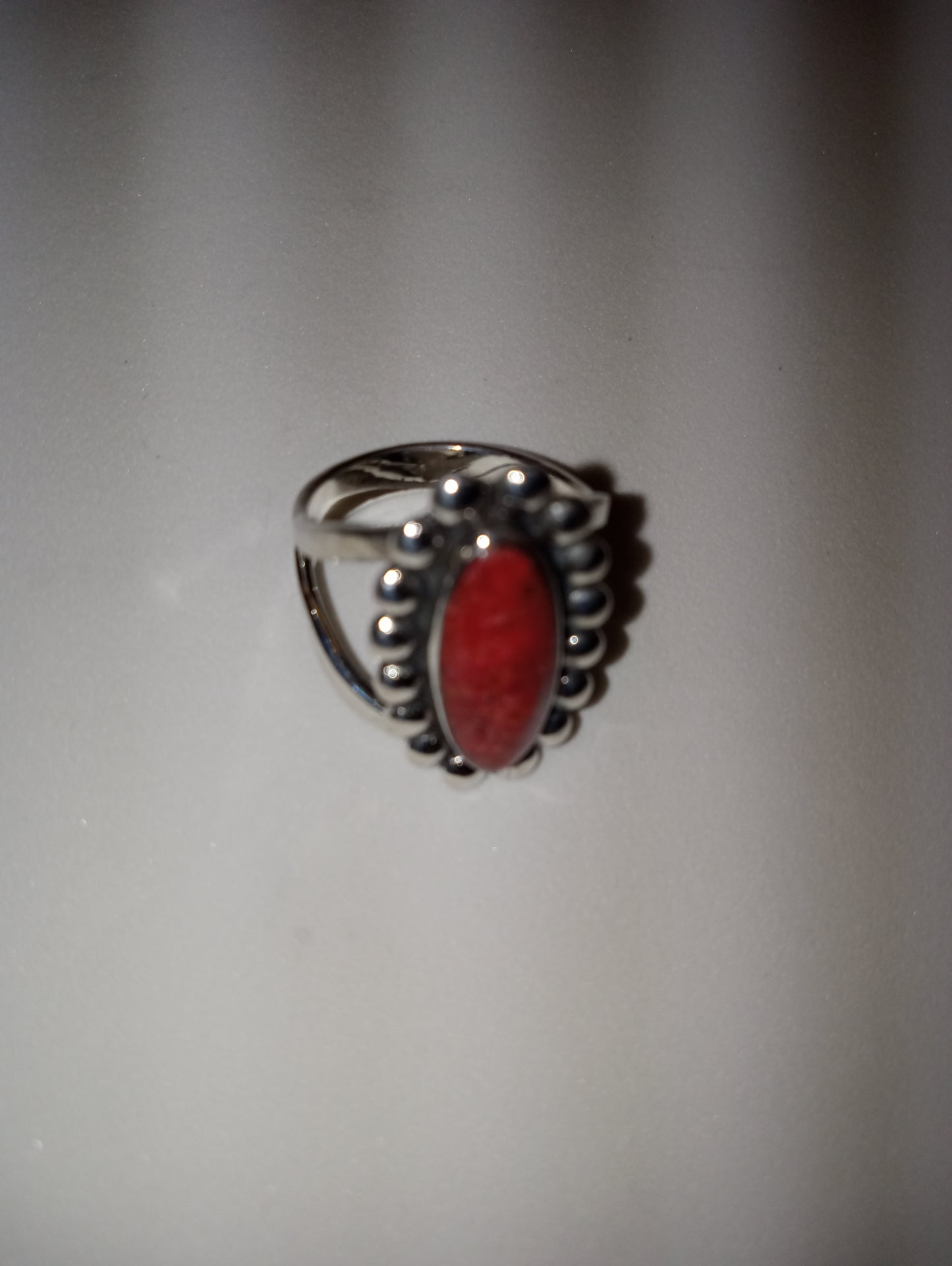 Santa Fe Style Coral split shank ring