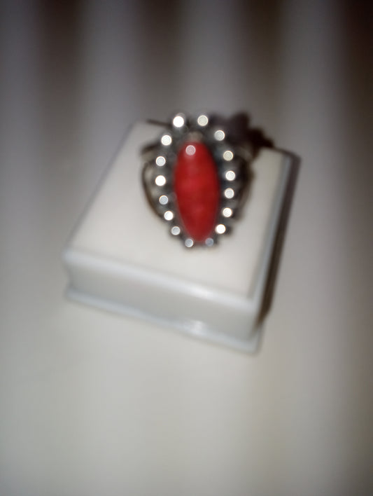 Santa Fe Style Coral split shank ring