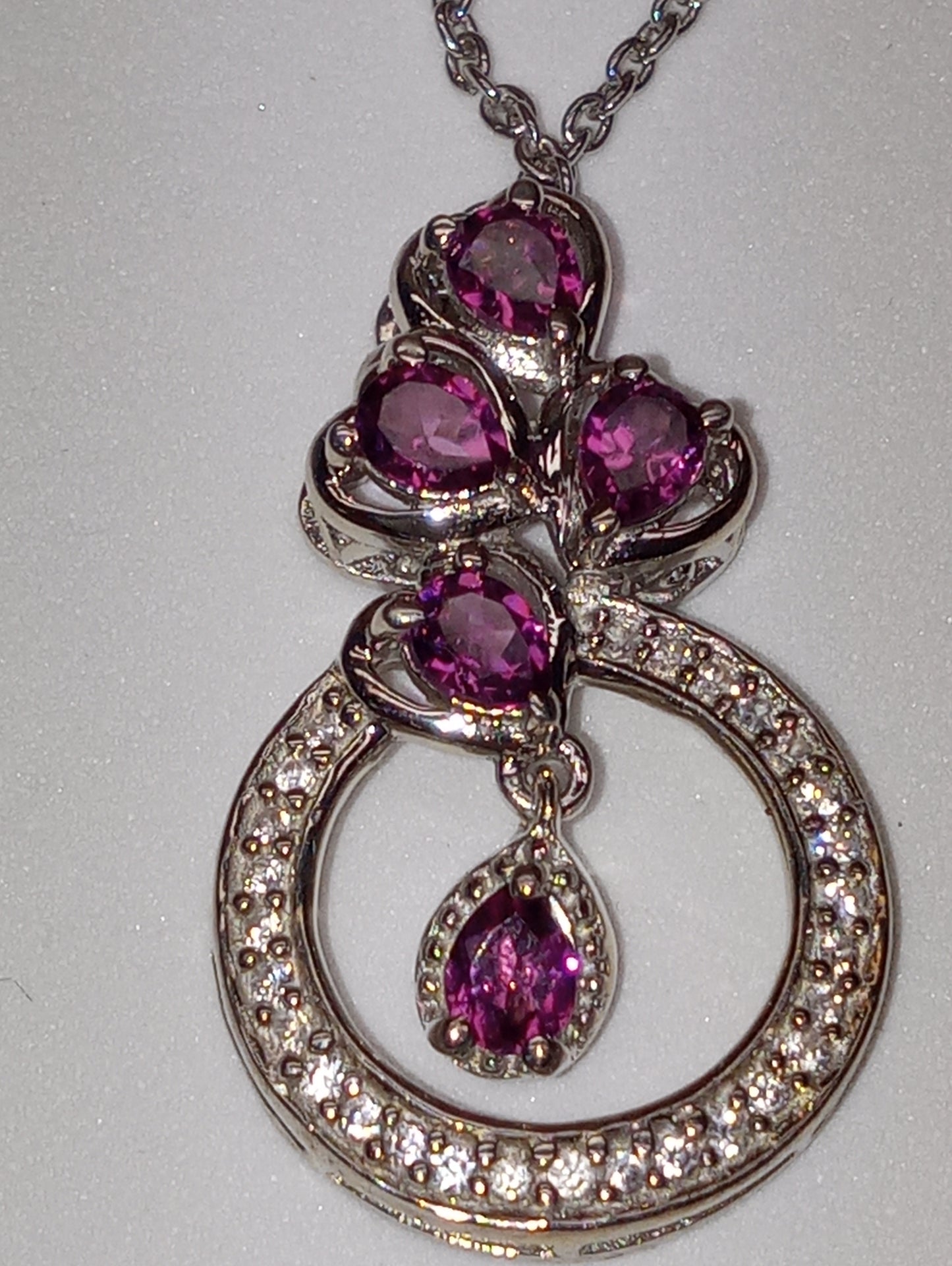 purple garnet pendant necklace