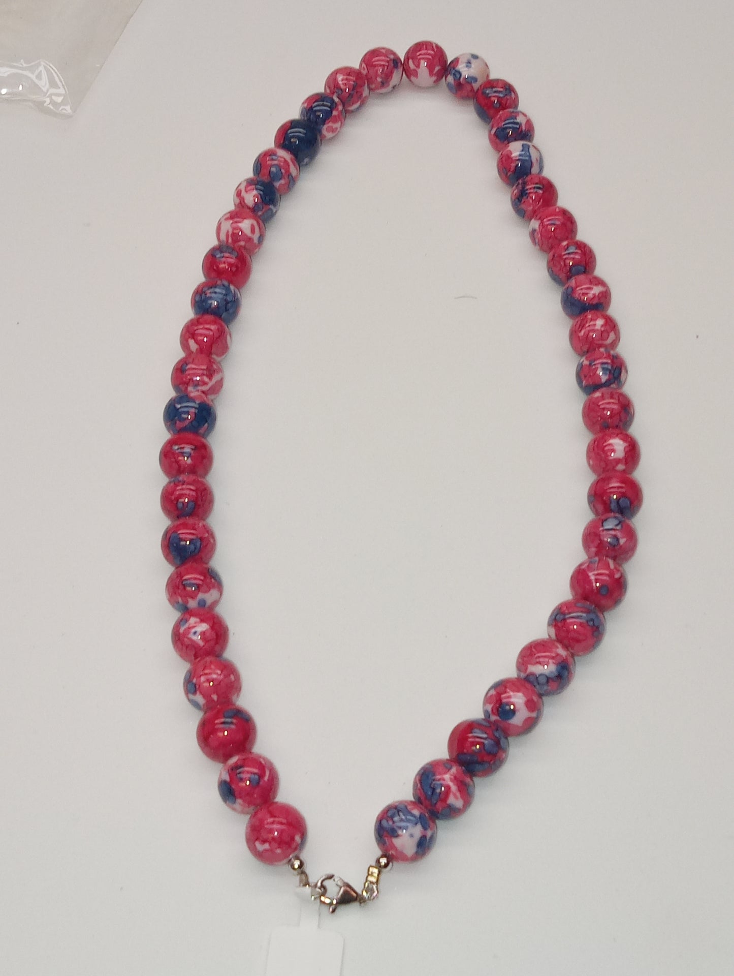 red blue dragon agate 10mm beaded necklace