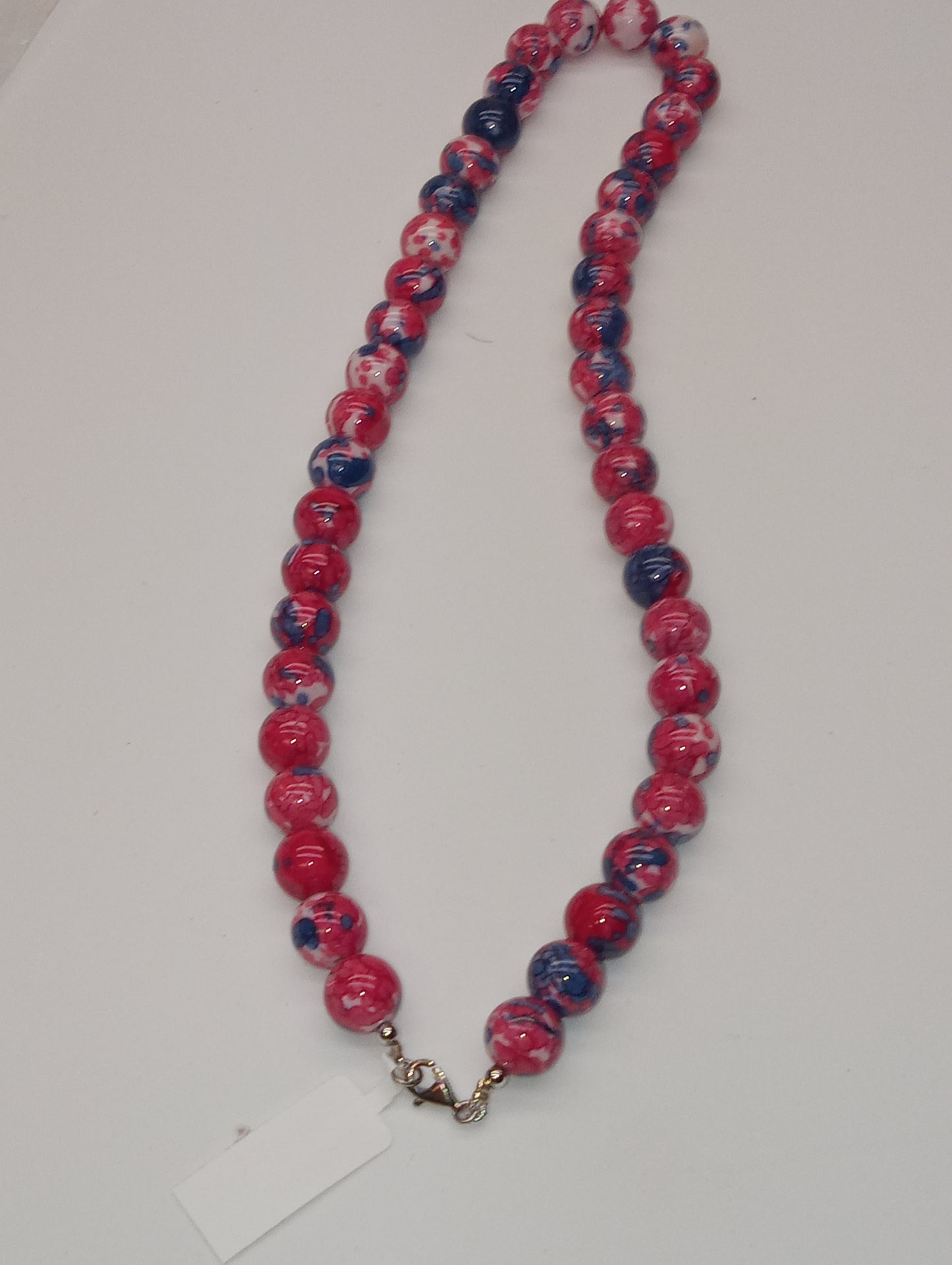 red blue dragon agate 10mm beaded necklace
