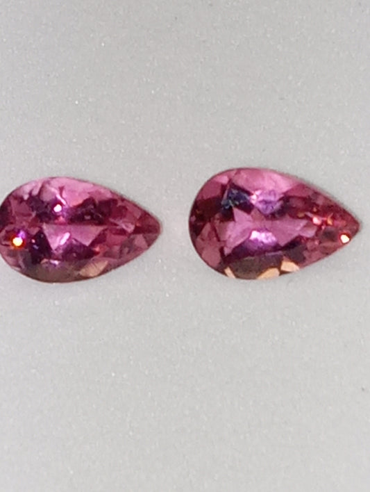 tourmaline gemstones pink apx 8mmx5mm pear shape, apx 2ct