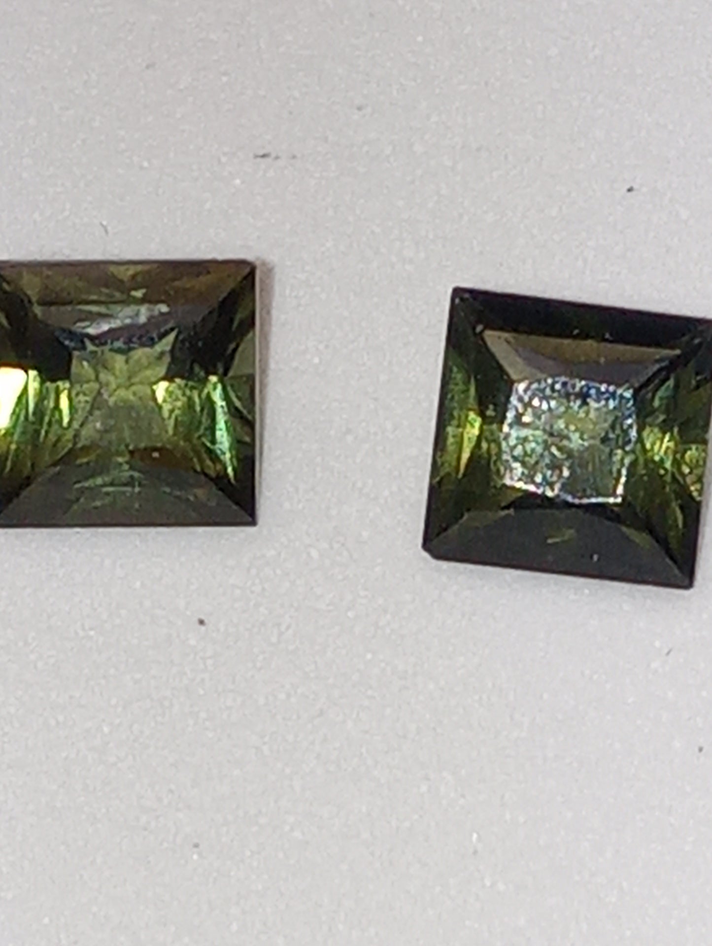 tourmaline gemstones green  6x6mm princess cut pair
