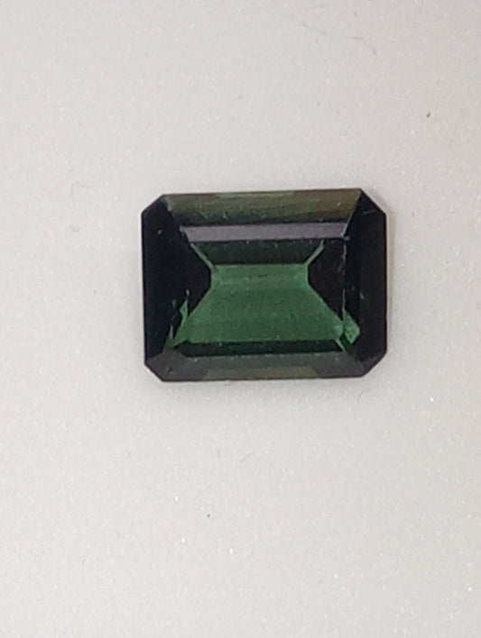 tourmaline gemstone bluish-green emerald cut 9mmx7mm