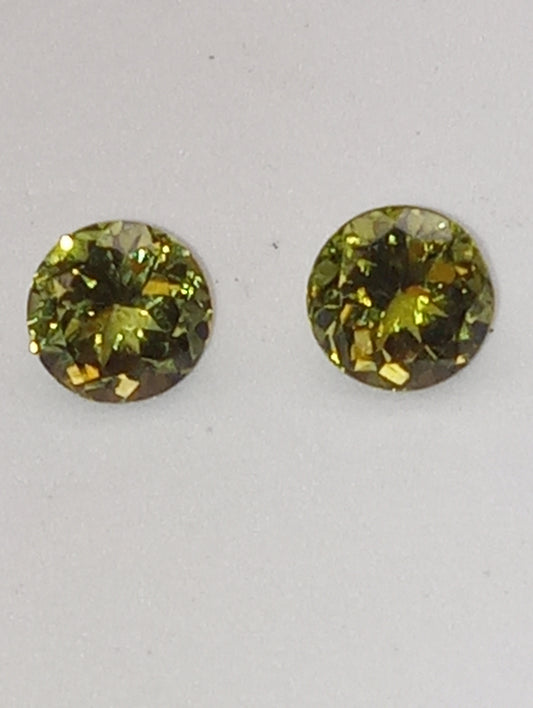 tourmaline gemstones green   8mm round cut pair 2 stones