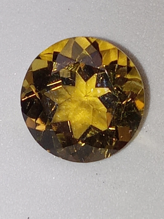 tourmaline gemstone yellow 10mm round shape 3.66ct