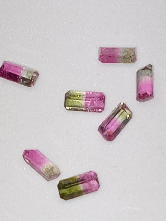 tourmaline gemstones bi-colored   2mmx4mm- 3mmx5mm  emerald cut