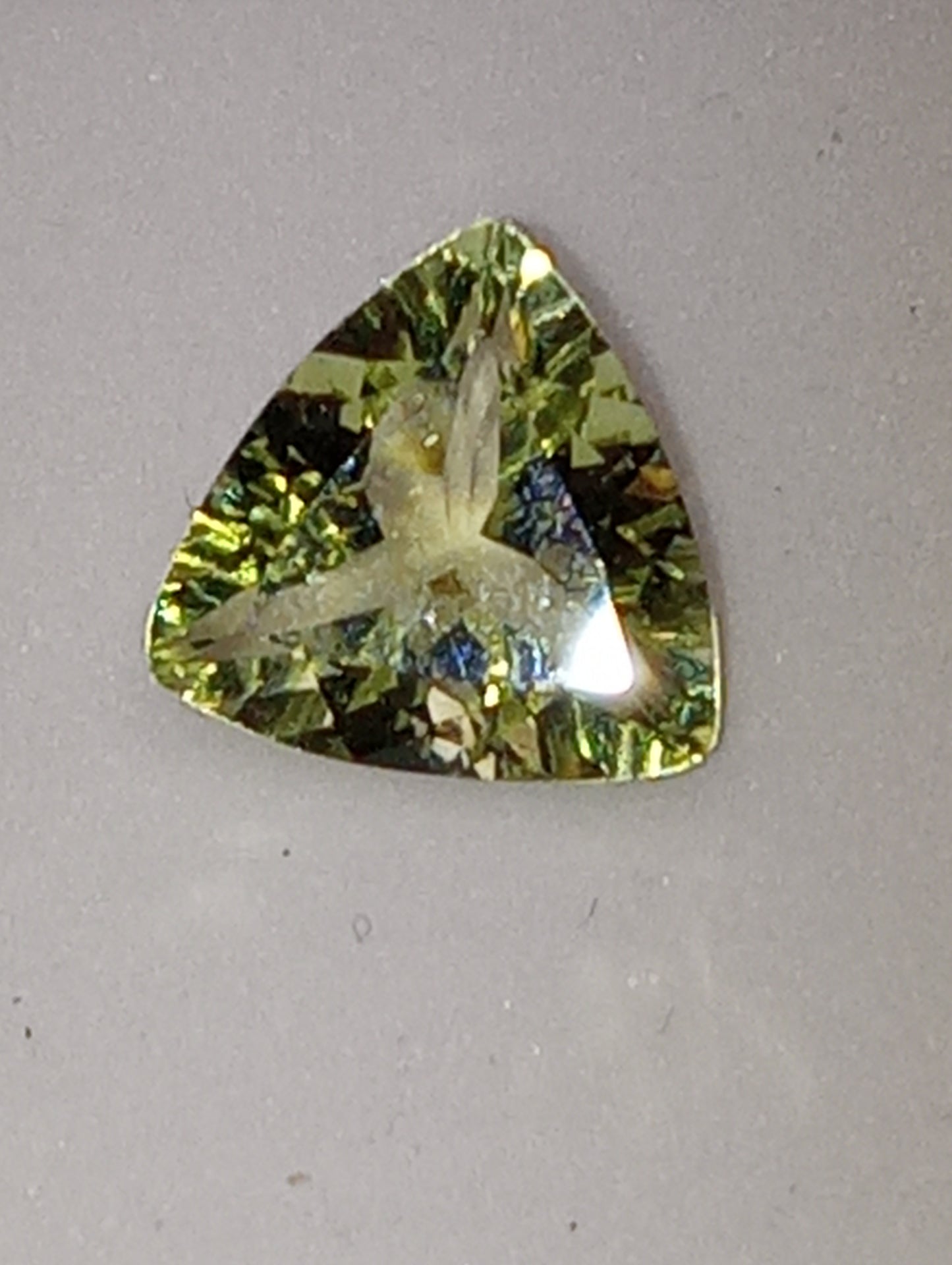 tourmaline gemstone light green,  trillion cut, 1.75ct