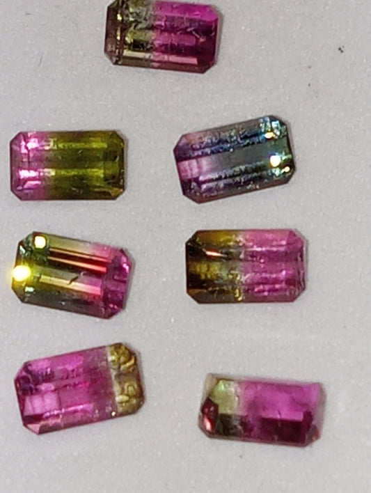 tourmaline gemstones bi-colored  2mmx4mm-3mmx5mm