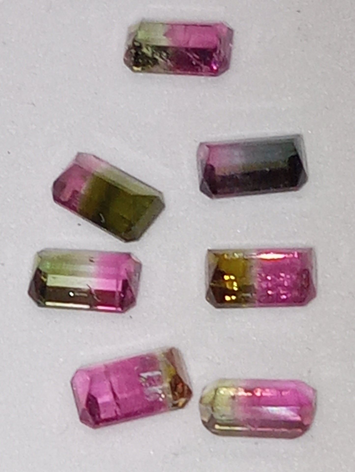 tourmaline gemstones bi-colored  2mmx4mm-3mmx5mm