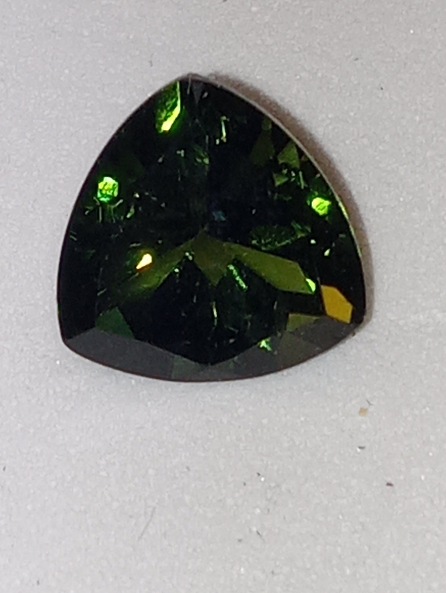 tourmaline gemstone  green  8.9mmx9.1mm,  trillion cut, 2.58ct