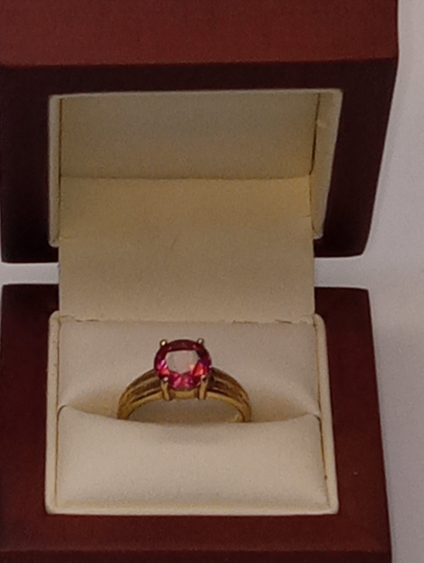 Ring, pink tourmaline, 14k yellow gold