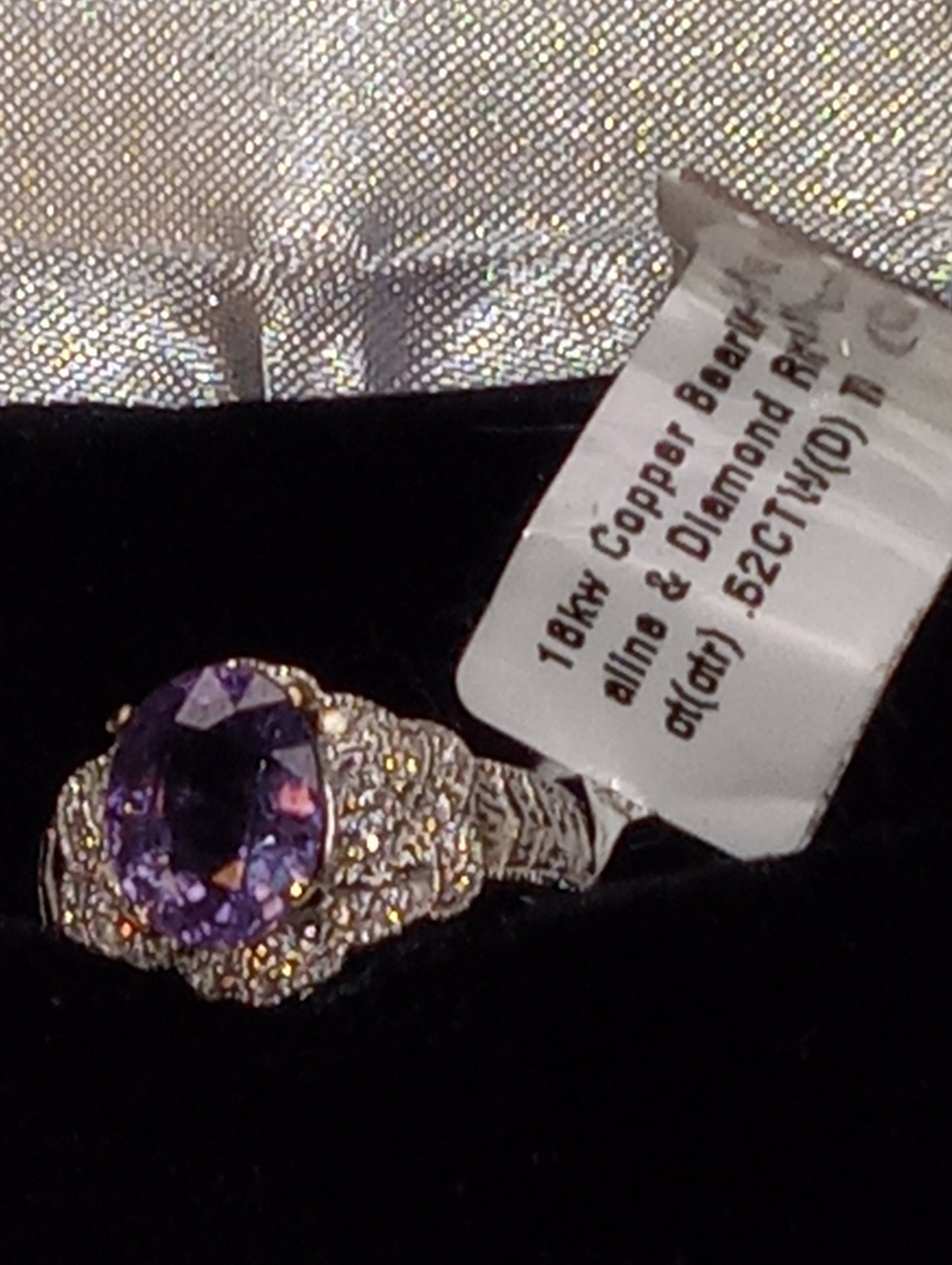 ring , purple tourmaline, 18kt