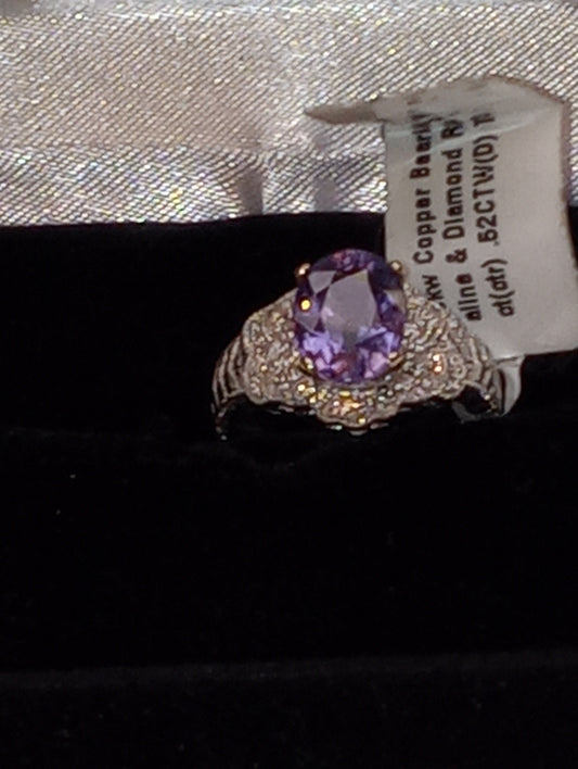 ring , purple tourmaline, 18kt