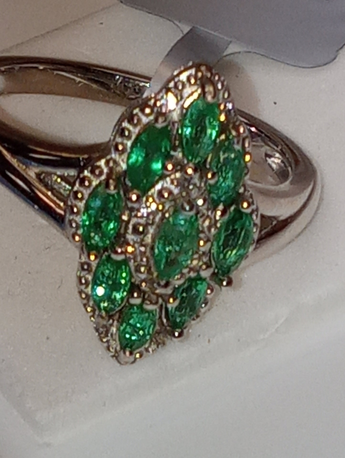 ring emerald African , sterling silver, size 8