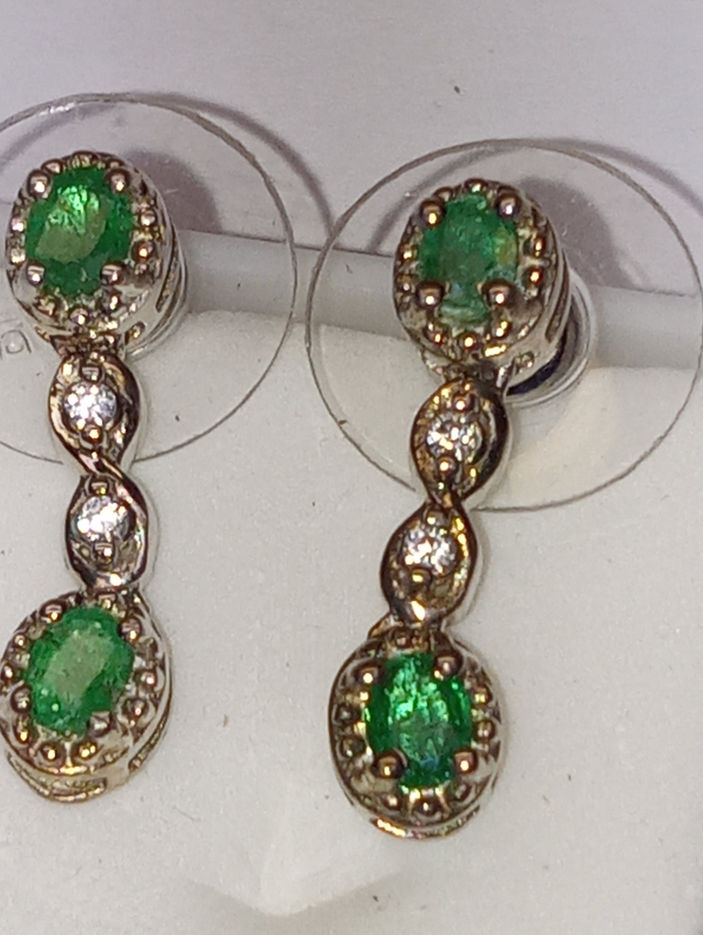 earrings emerald  sterling silver