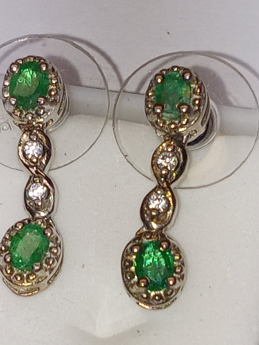 earrings emerald  sterling silver