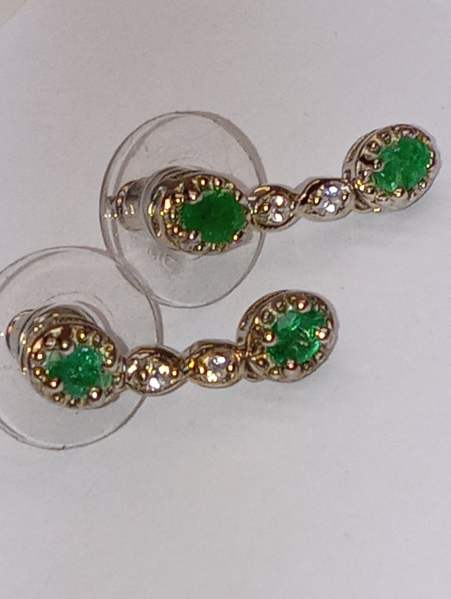 earrings emerald  sterling silver