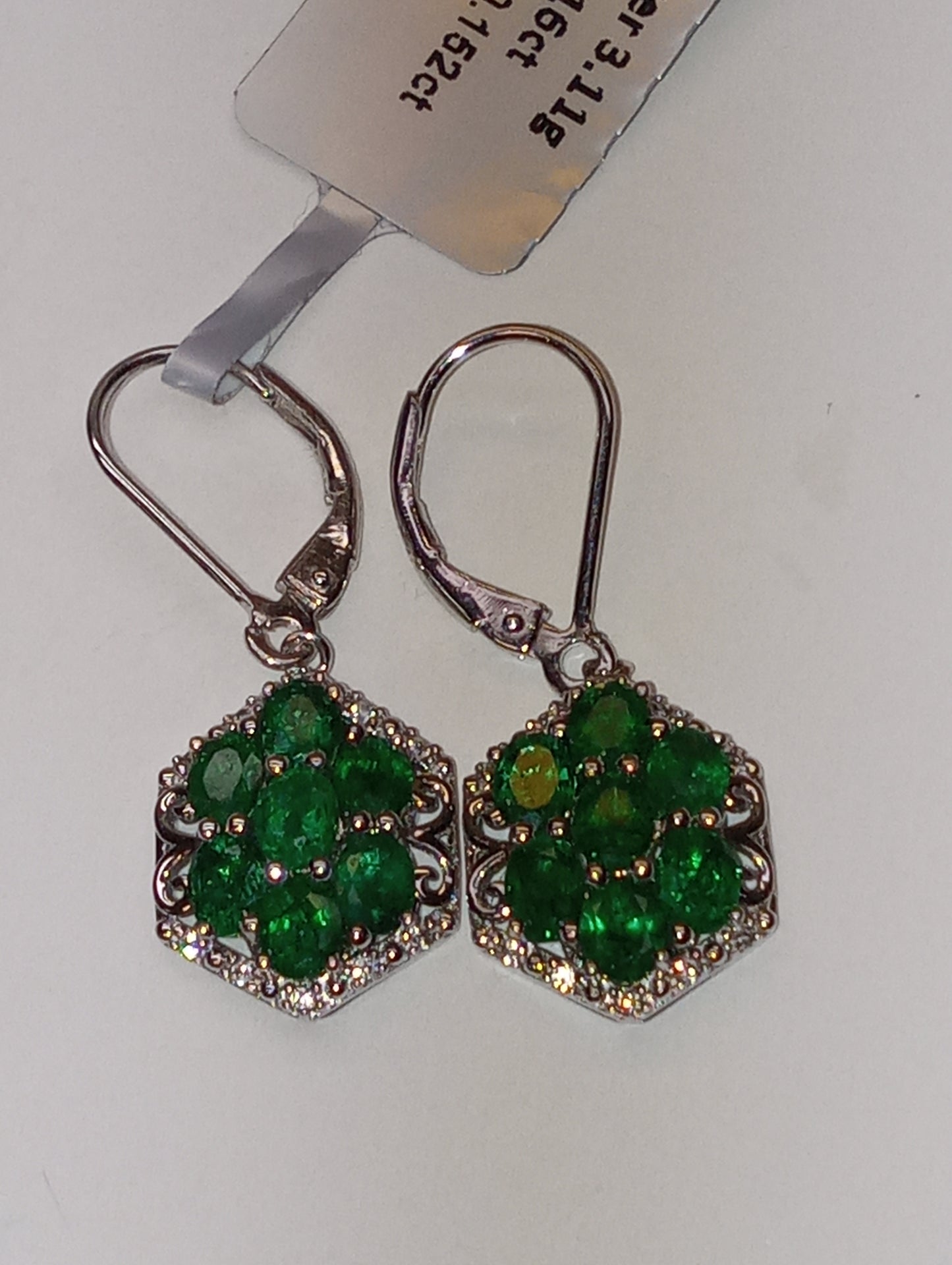 earrings emerald sterling silver