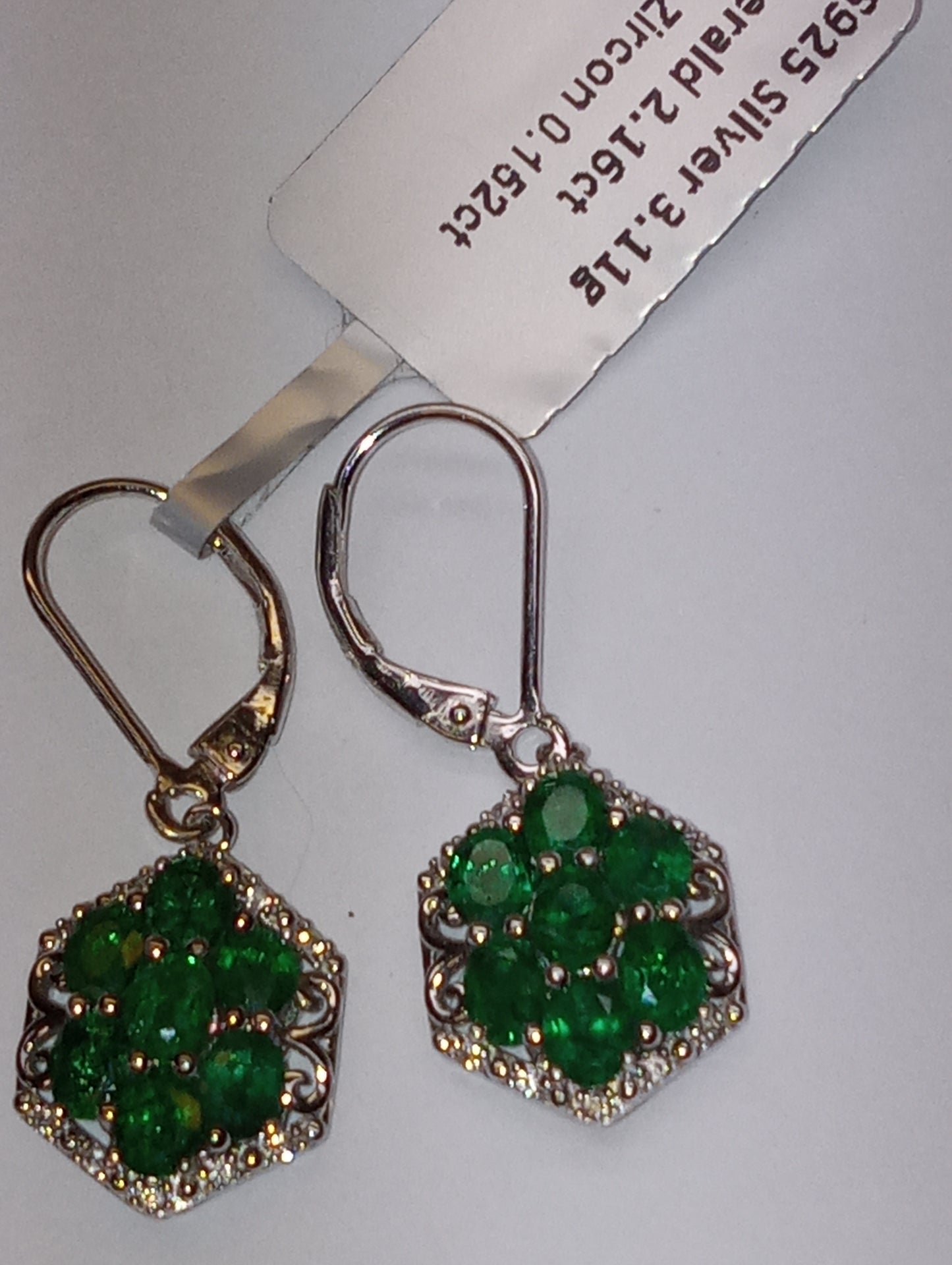 earrings emerald sterling silver