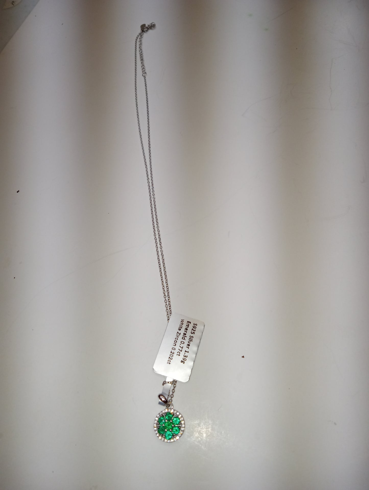 pendant necklace emerald sterling