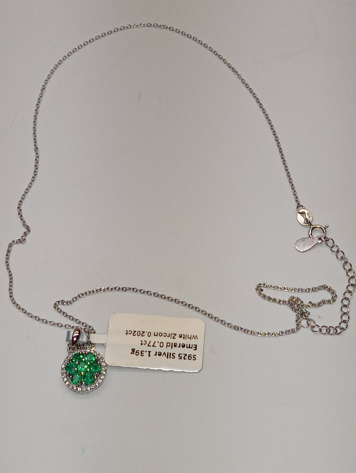 pendant necklace emerald sterling