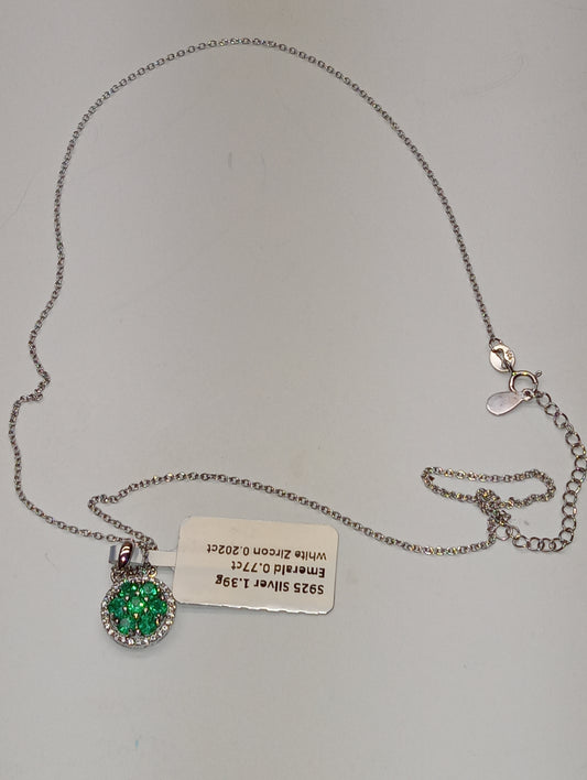 pendant necklace emerald sterling