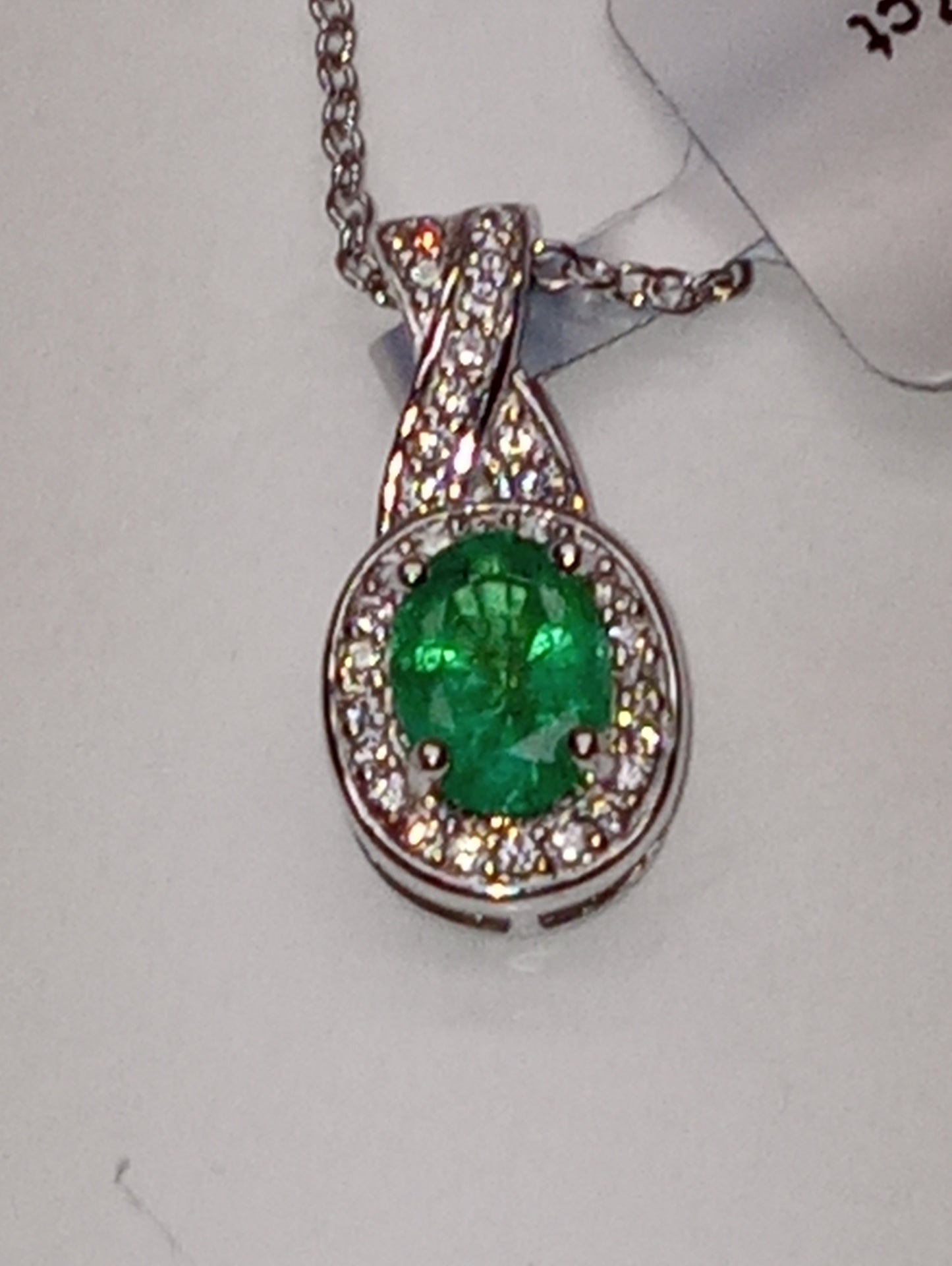 pendant/necklace emerald sterling silver