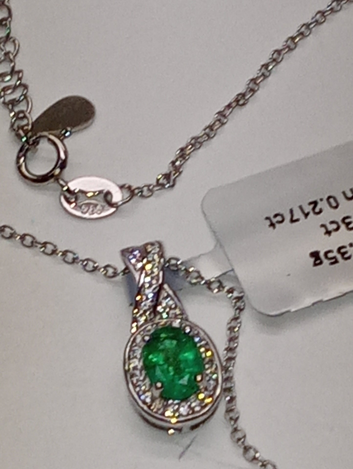 pendant/necklace emerald sterling silver