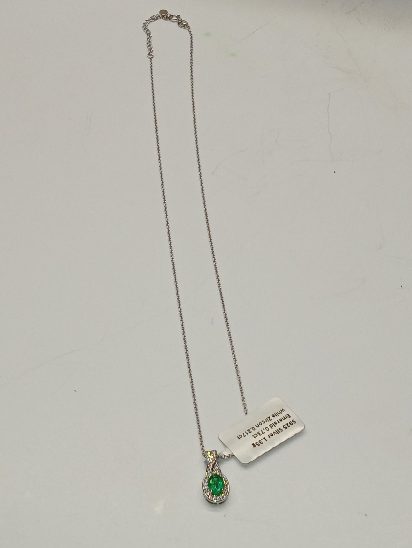 pendant/necklace emerald sterling silver