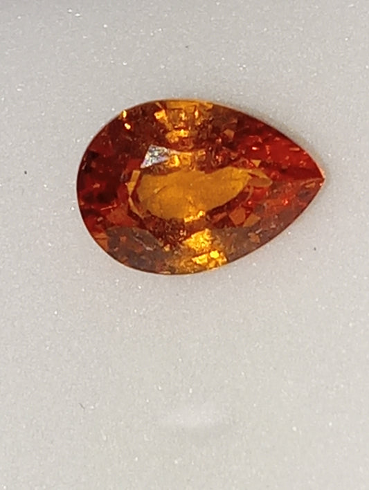 garnet gemstone, mandarin spessartite, pear cut, 1.05ct