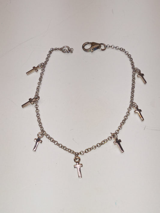 bracelet sterling silver cross charm