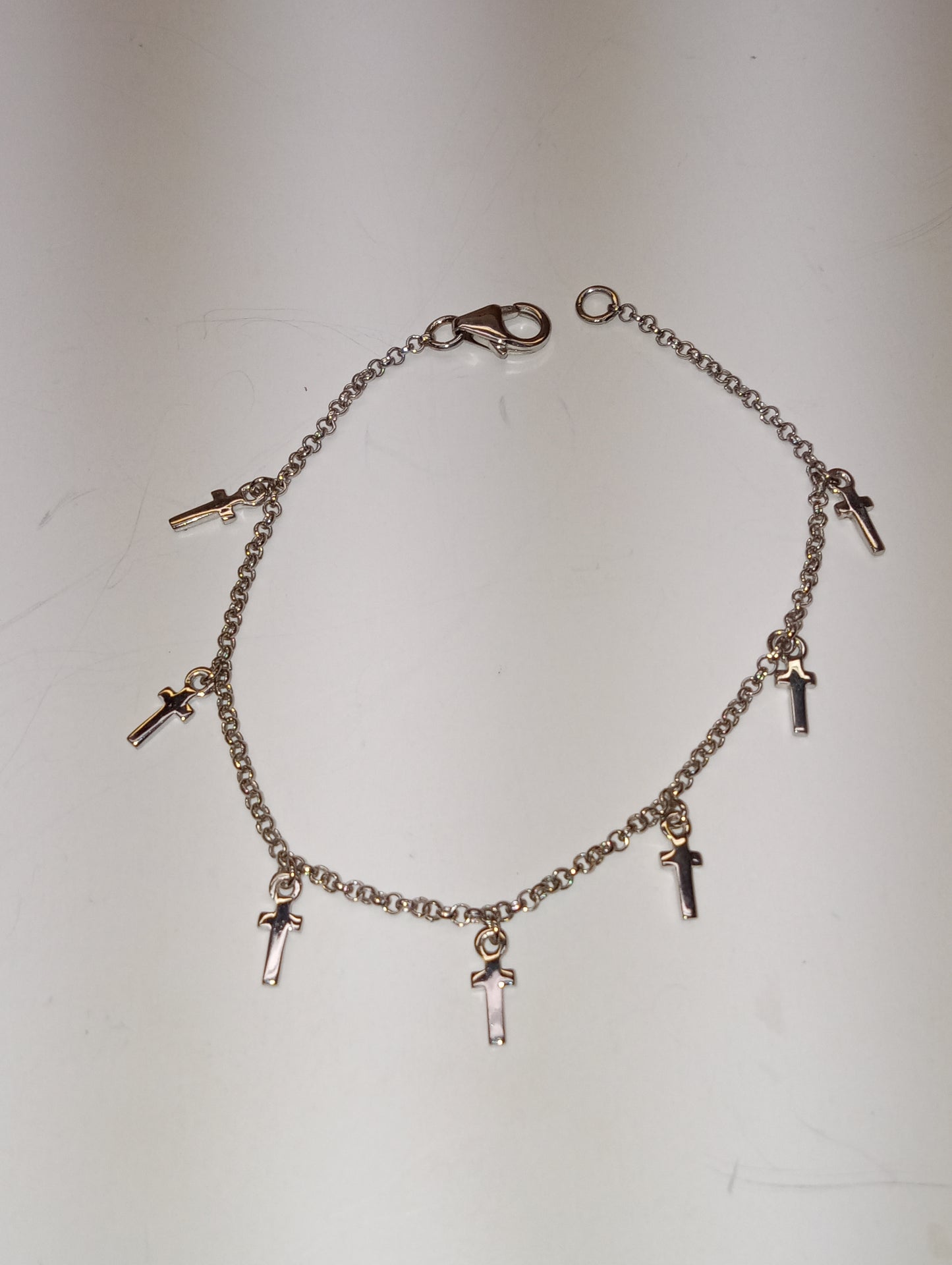 bracelet sterling silver  cross charm 7.25inches
