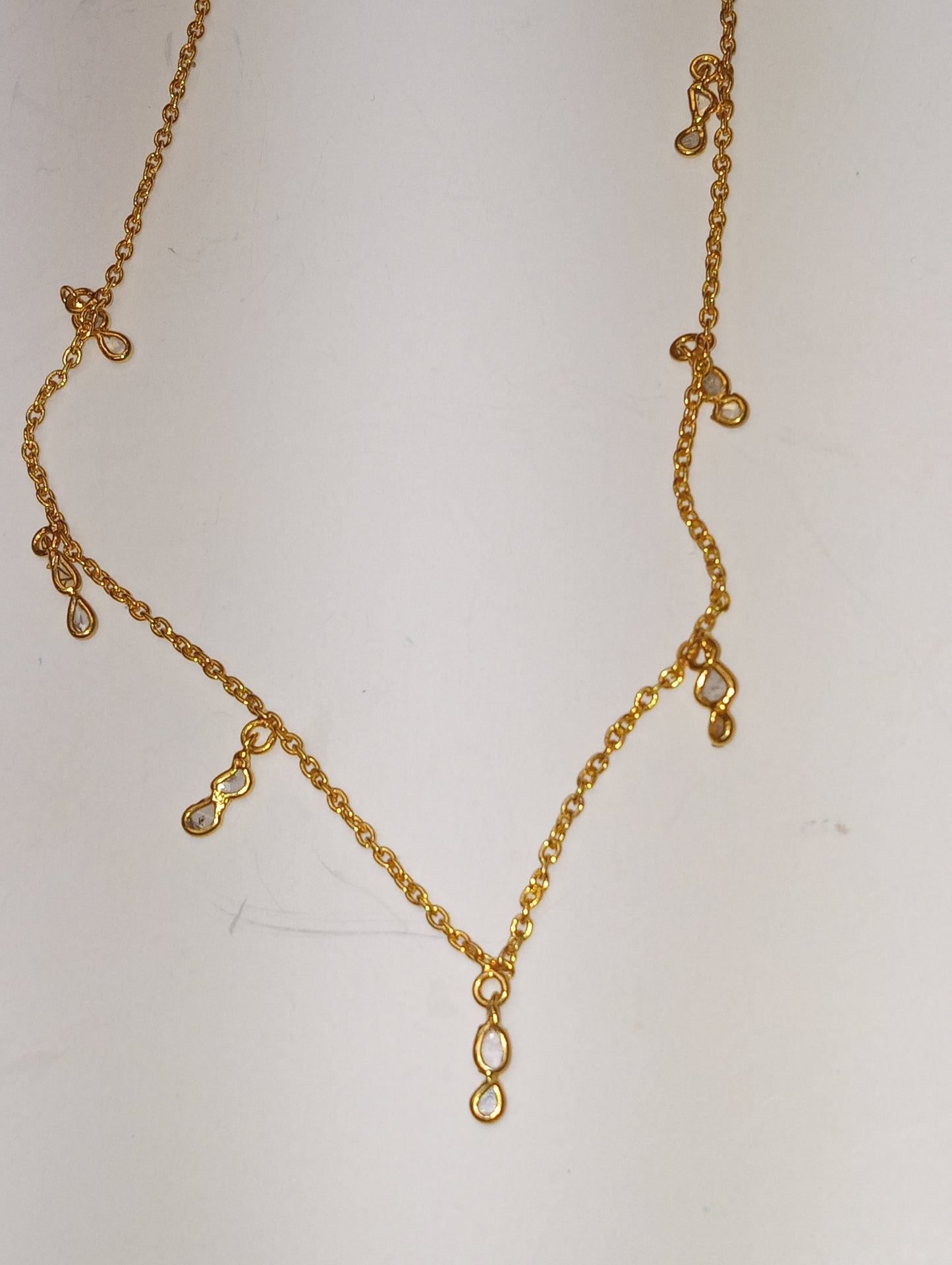 necklace 14kt yellow gold over sterling silver polki diamond