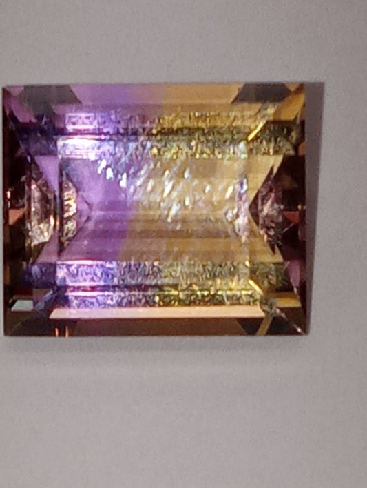 ametrine gemstone Mandiore{TM ) gemstone, rectangle cut,12mmx10mm,6.23ct