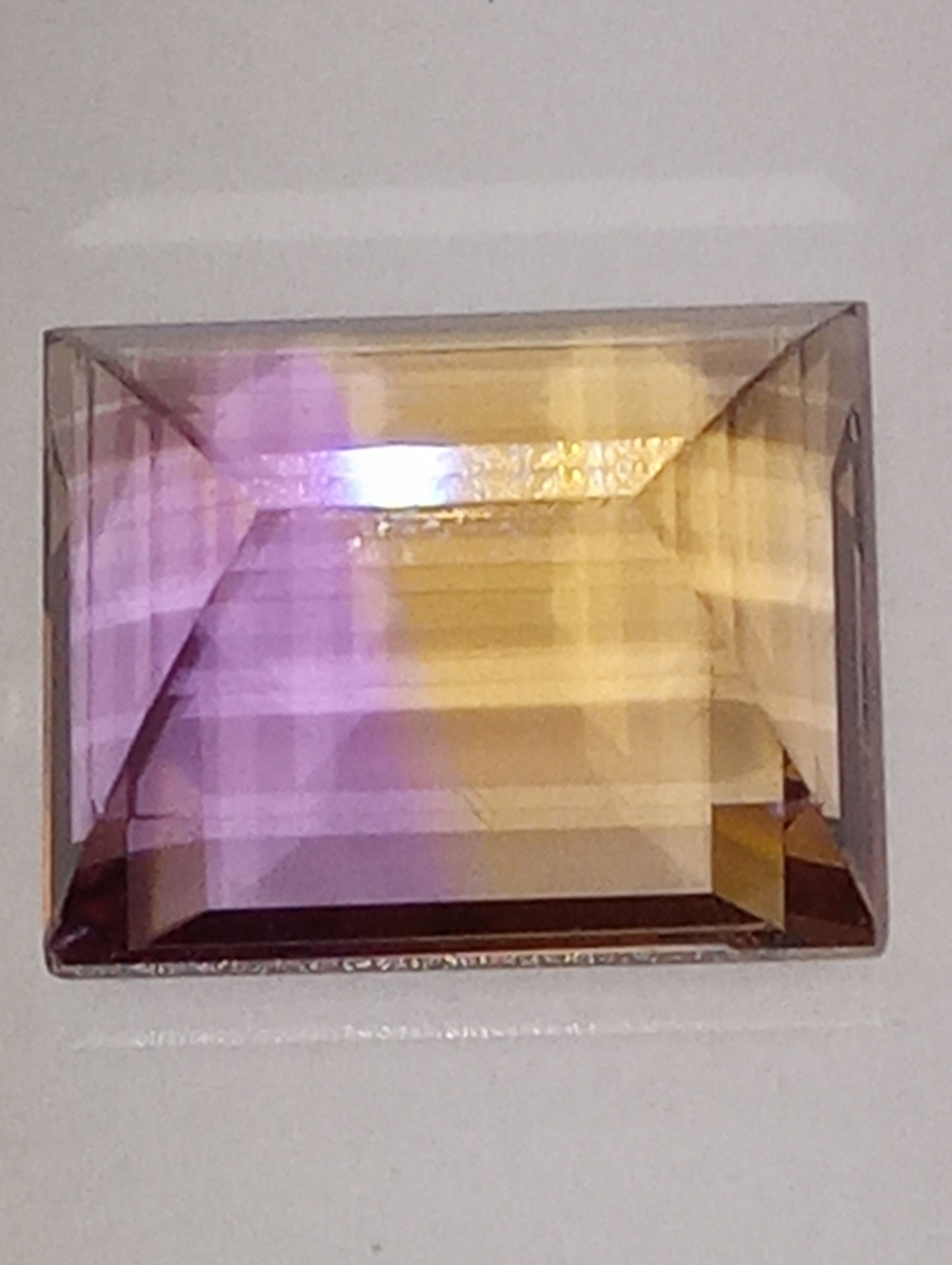 ametrine gemstone Mandiore{TM ) gemstone, rectangle cut,12mmx10mm,6.23ct