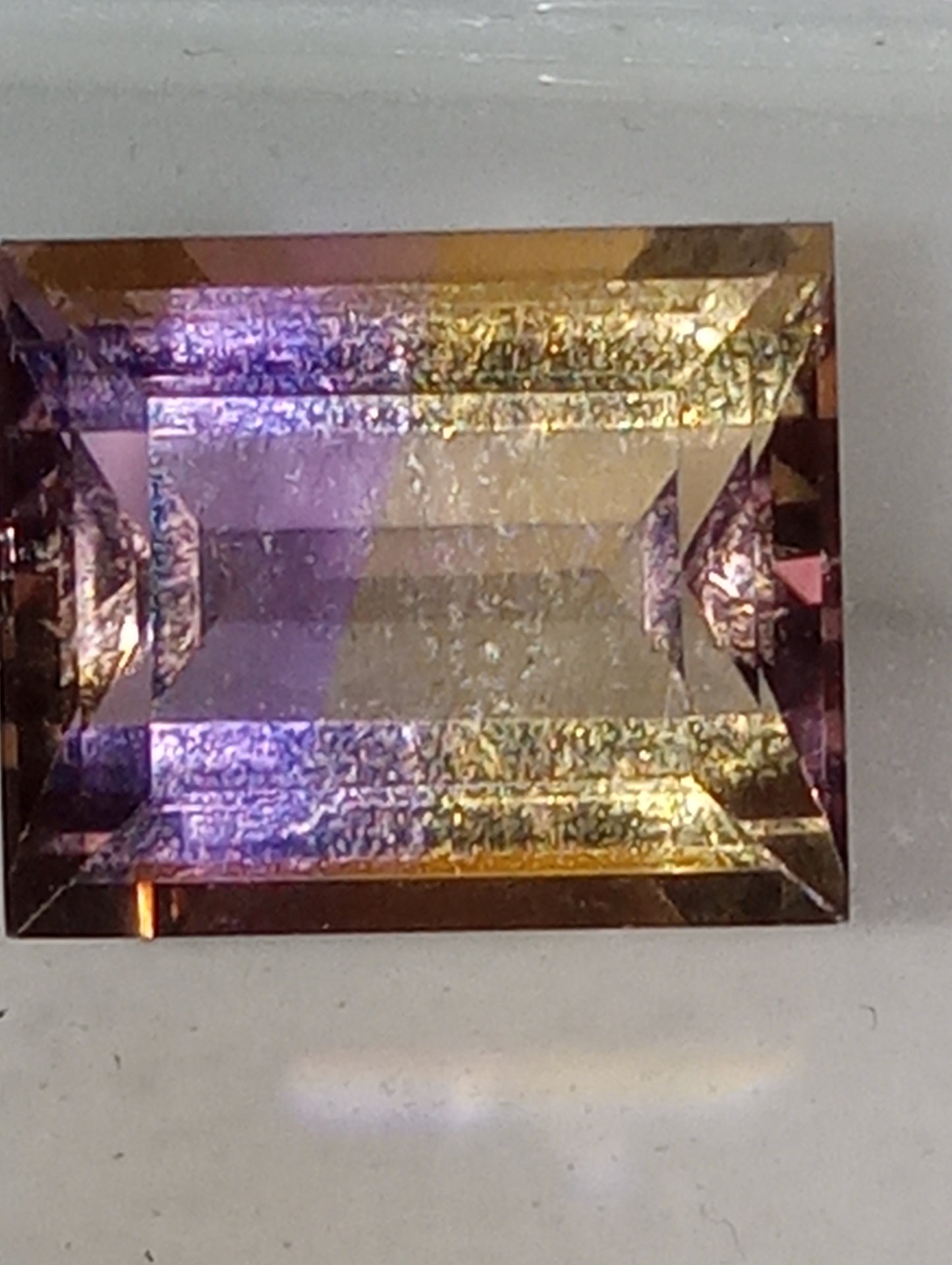 ametrine gemstone Mandiore{TM ) gemstone, rectangle cut,12mmx10mm,6.23ct