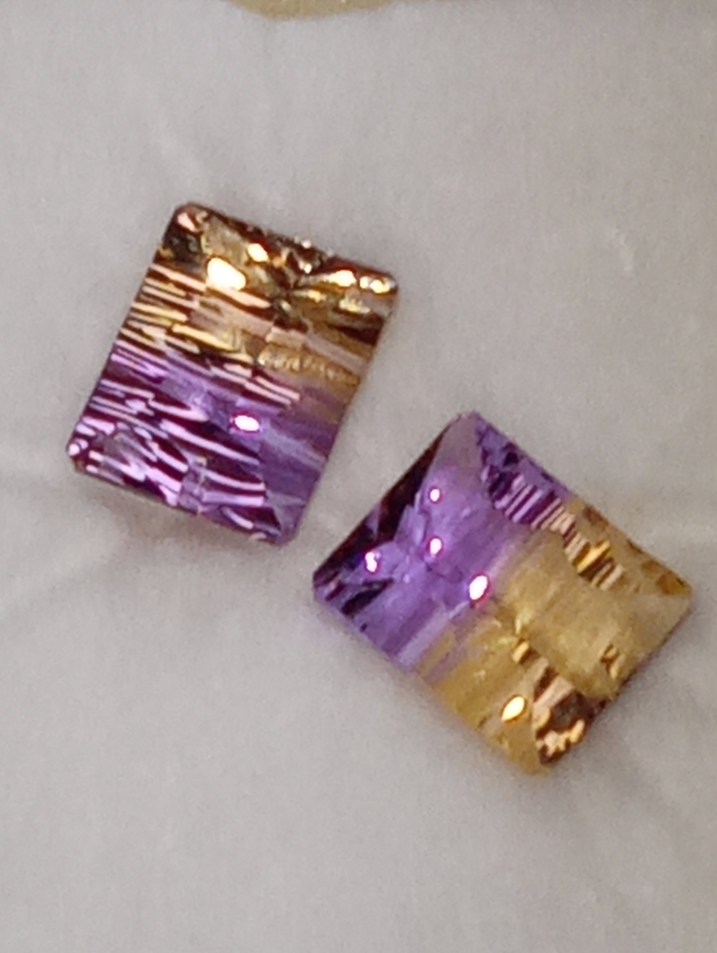 ametrine gemstones, Bolivian, concave emerald cut 11x9mm, 8.16ctw